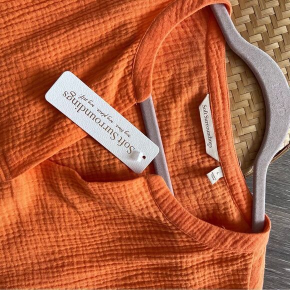 Nwt soft surroundings araza gauze shirt orange women’s size L - Picture 2 of 8